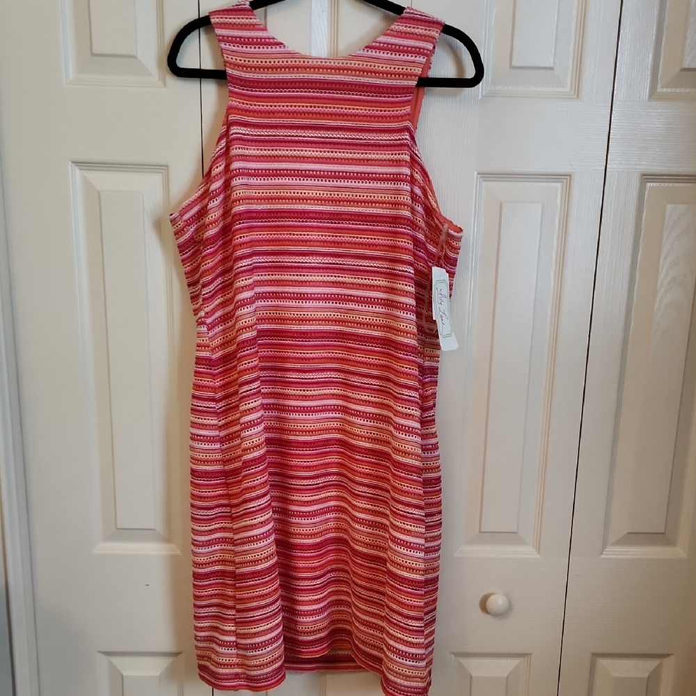 Ivy Lane  Crochet Striped Pink Sleeveless Dress Size XL